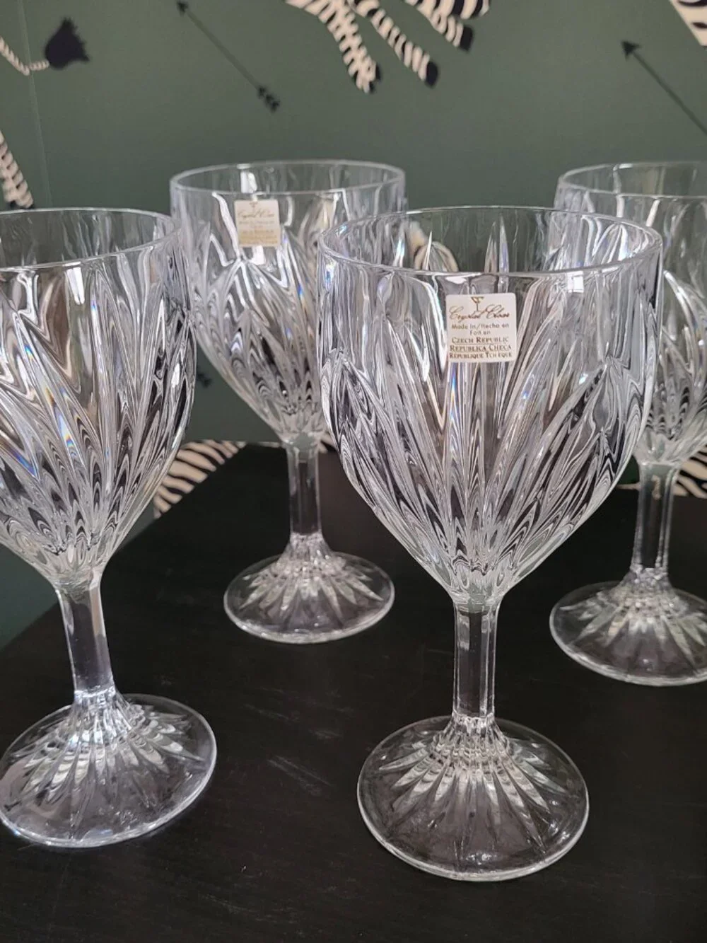 Vintage BOHEMIA Crystal Glasses Goblets 